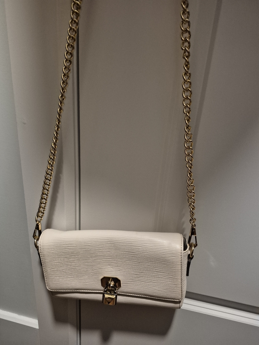 Rebecca Minkoff Ivory Textured Flap Crossbody with Silver Hardware - Picture 9 of 9